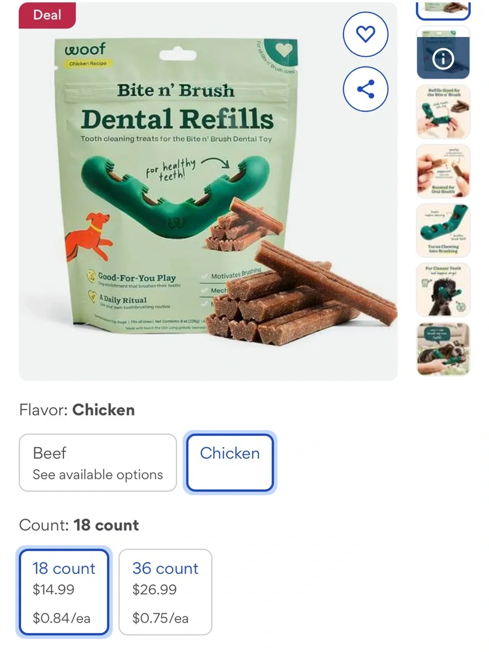 NEW Bite n’ Brush Dental Refill Treat Sticks (Opened)